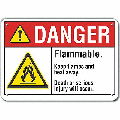 LYLE LCU40010RA14X10 Rflct Flammable Mtrl Danger Sign 10x14in