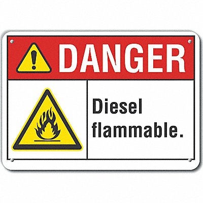 LYLE LCU40011NA10X7 Alum Diesel Danger Sign 7x10in Alum
