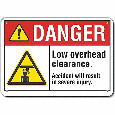 LYLE LCU40020NA14X10 Alum Low Clearance Danger Sign 10x14in