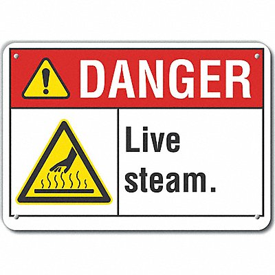 LYLE LCU40031RA10X7 Rflct Live Steam Danger Sign 7x10in Alum