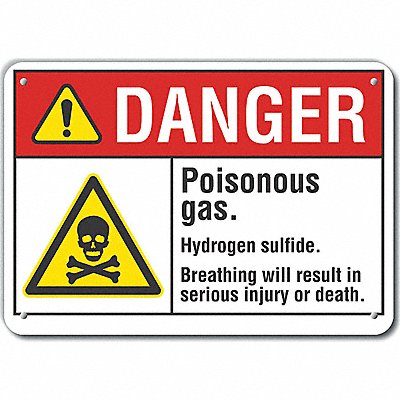 LYLE LCU40032NP14X10 Poisonous Gas Danger Sign 10x14in Plastc