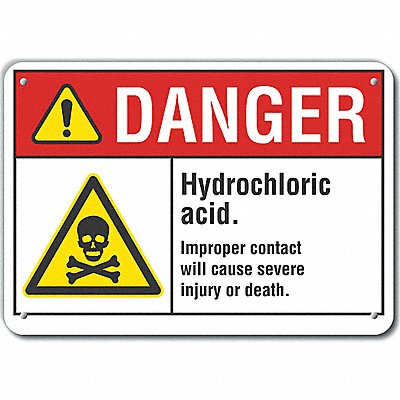 LYLE LCU40034NA10X7 Aluminum HCL Acid Danger Sign 7x10in