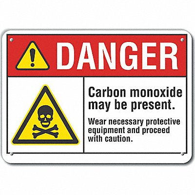 LYLE LCU40035NA14X10 Alum Carbon Monoxide Danger Sign 10x14in