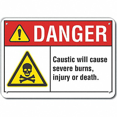 LYLE LCU40036NA14X10 Alum Caustic Danger Sign 10x14in Alum