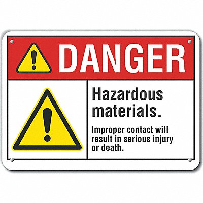 LYLE LCU40063NA14X10 Alum Hazardous Mtrl Danger Sign 10x14in