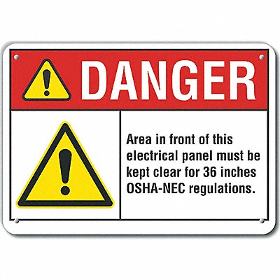 LYLE LCU40069RA10X7 Rflct Elec Panel Danger Sign 7x10in Alum
