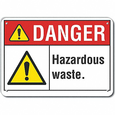 LYLE LCU40074NA10X7 Alum Hazardous Waste Danger Sign 7x10in