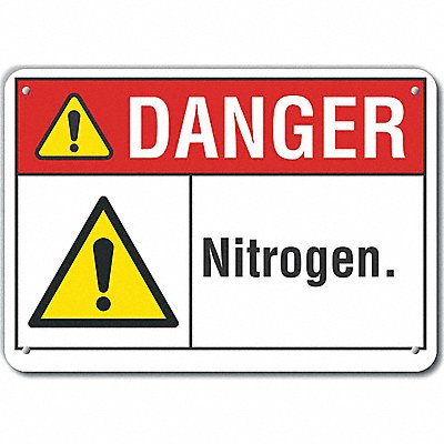 LYLE LCU40078RA14X10 Rflct Nitrogen Danger Sign 10x14in Alum