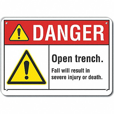 LYLE LCU40079NA10X7 Alum Open Trench Danger Sign 7x10in Alum