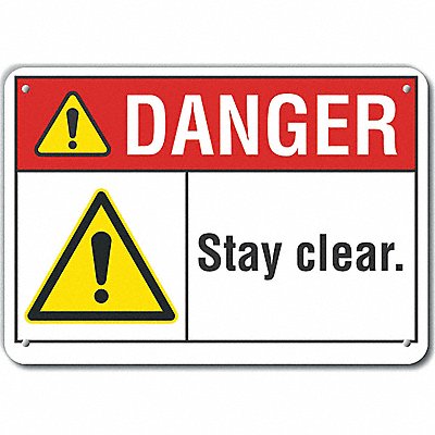 LYLE LCU40080RA10X7 Rflct Stay Clear Danger Sign 7x10in Alum