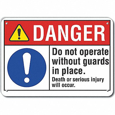 LYLE LCU40083RA14X10 Rflct Machine Guards Danger Sign 10x14in