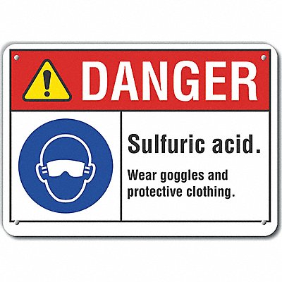 LYLE LCU40089RA10X7 Rflct Sulfuric Acid Danger Sign 7x10in