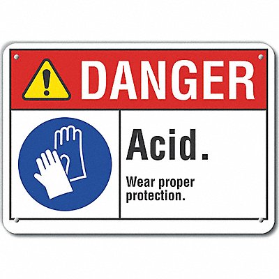LYLE LCU40091RA10X7 Rflct Acid Danger Sign 7x10in Aluminum