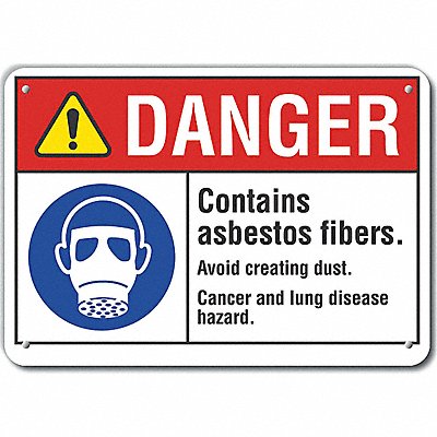 LYLE LCU40097RA10X7 Rflct Asbestos Danger Sign 7x10in Alum