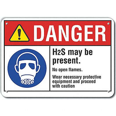 LYLE LCU40098NP14X10 H2S Poison Gas Danger Sign 10x14in Plastic
