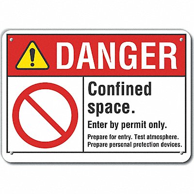 LYLE LCU40104NA14X10 Alum Confined Space Danger Sign 10x14in