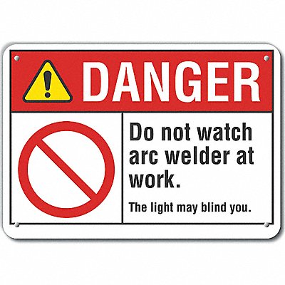 LYLE LCU40111RA14X10 Rflct Welding Danger Sign 10x14in Alum