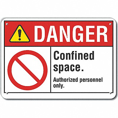 LYLE LCU40115NA14X10 Confined Space Danger Sign 10x14in Alum