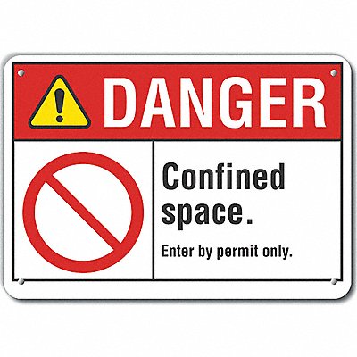 LYLE LCU40116NA14X10 Confined Space Danger Sign 10x14in Alum