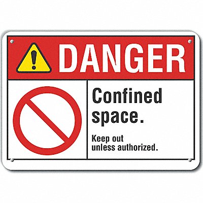 LYLE LCU40117NA14X10 Confined Space Danger Sign 10x14in Alum