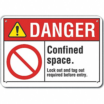 LYLE LCU40118NA14X10 Alum Confined Space Danger Sign 10x14in