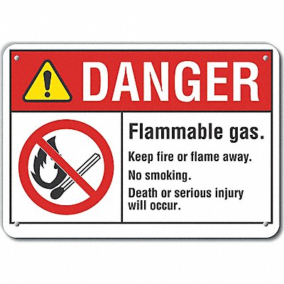 LYLE LCU40134RA10X7 Rflct Flammable Gas Danger Sign 7x10in