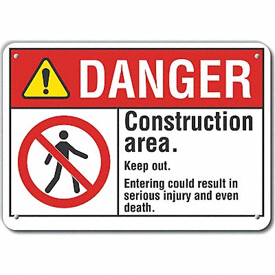 LYLE LCU40138NA10X7 Danger Sign 7 in x 10 in Aluminum