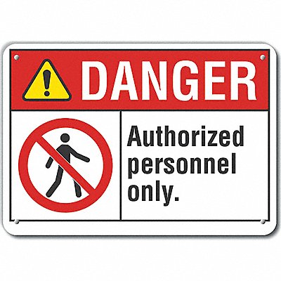 LYLE LCU40143RA14X10 Rflct Auth Personnel Danger Sign 10x14in