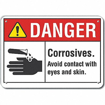 LYLE LCU40149NA14X10 Alum Corrosive Mtrl Danger Sign 10x14in