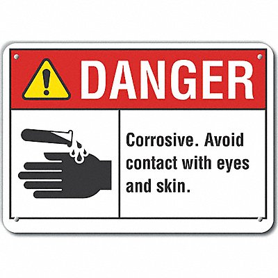 LYLE LCU40151RA14X10 Reflective Corrosive Mtrl Danger Sign 10x14in