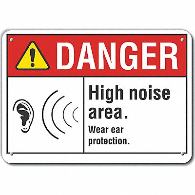 LYLE LCU40159RA14X10 Rflct Hearing Danger Sign 10x14in Alum