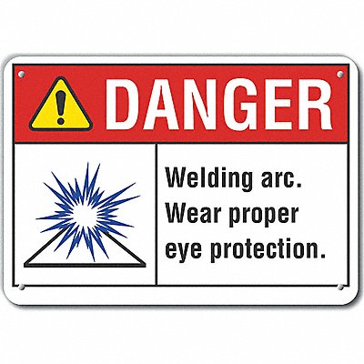 LYLE LCU40160RA10X7 Rflct Eye Danger Sign 7x10in Aluminum