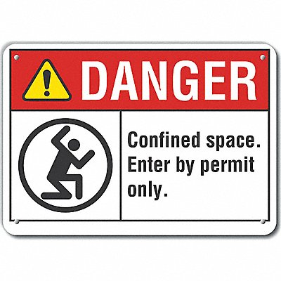 LYLE LCU40168NA14X10 Confined Space Danger Sign 10x14in Alum