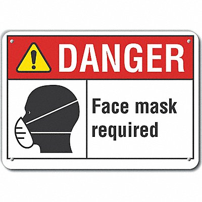 LYLE LCU40179RA10X7 Rflct Face Mask Danger Sign 7x10in Alum