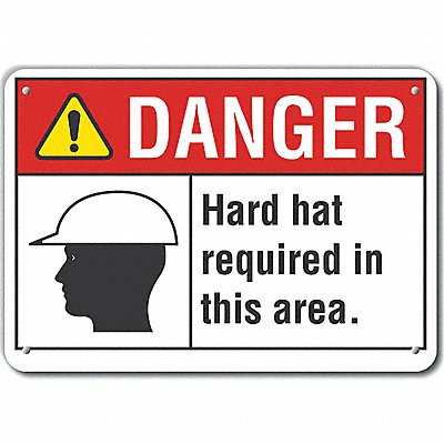 LYLE LCU40183NA10X7 Alum Hard Hat Danger Sign 7x10in Alum