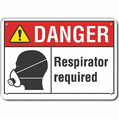 LYLE LCU40184RA14X10 Rflct Respirator Rqrd Danger Sign 10x14in