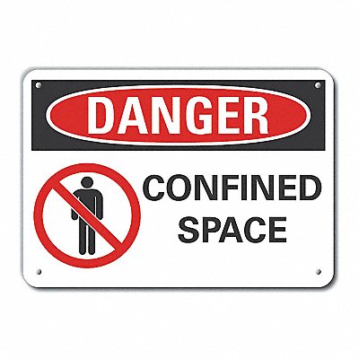 LYLE LCU40207NA14X10 Confined Space Danger Sign 10x14in Alum