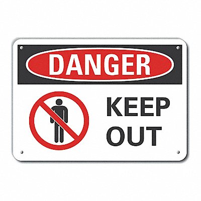 LYLE LCU40209RA10X7 Rflct Keep Out Danger Sign 7x10in Alum