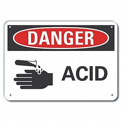 LYLE LCU40215RA14X10 Rflct Acid Danger Sign 10x14in Aluminum