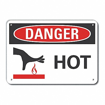 LYLE LCU40257NA10X7 Aluminum Hot Danger Sign 7x10in Aluminum