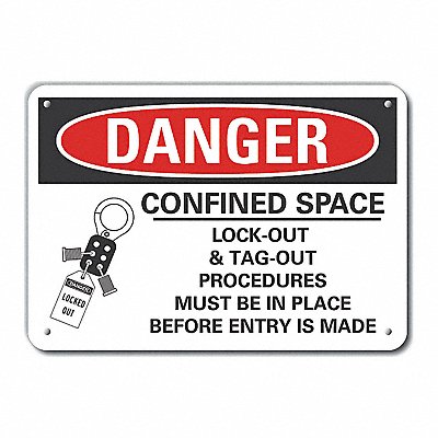 LYLE LCU40259NA14X10 Alum Confined Space Danger Sign 10x14in