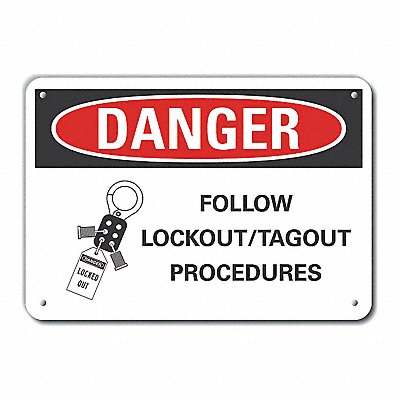 LYLE LCU40260NA14X10 Lockout Tagout Danger Sign 10x14in Alum