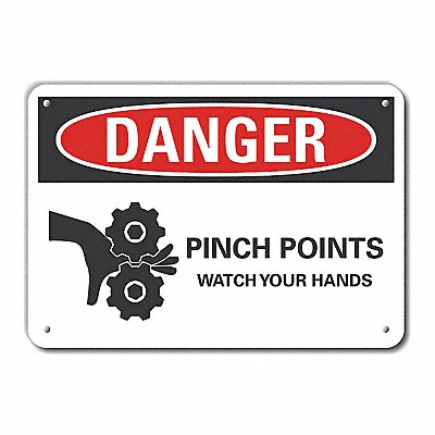 LYLE LCU40262NA10X7 Alum Pinch Point Danger Sign 7x10in Alum