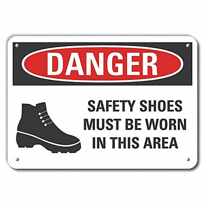 LYLE LCU40282RA10X7 Rflct Foot Danger Sign 7x10in Aluminum