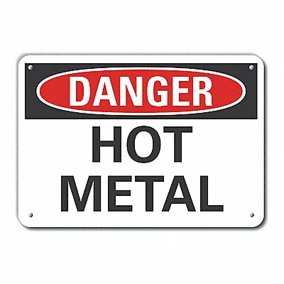 LYLE LCU40327NA10X7 Alum Hot Metal Danger Sign 7x10in Alum