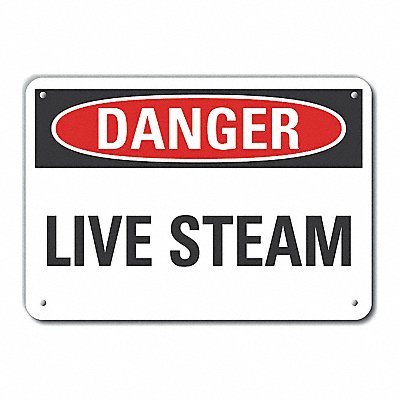 LYLE LCU40333NA10X7 Alum Live Steam Danger Sign 7x10in Alum