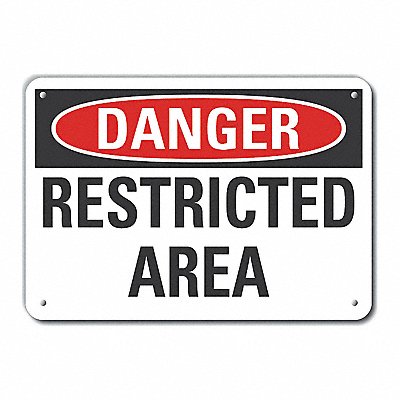 LYLE LCU40378NA14X10 Alum Restricted Area Danger Sign 10x14in