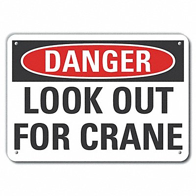 LYLE LCU40408NA14X10 Alum Crane Hoists Danger Sign 10x14in