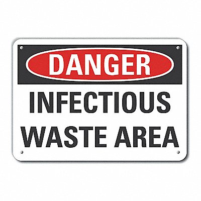 LYLE LCU40448NA14X10 Alum Infectious Waste Danger Sign 10x14in