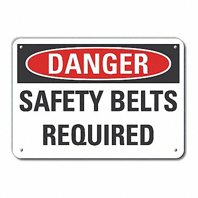 LYLE LCU40451NA10X7 Alum Safety Belt Danger Sign 7x10in Alum